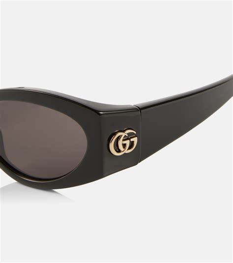 gucci oval black sunglasses|Gucci oversized oval gg sunglasses.